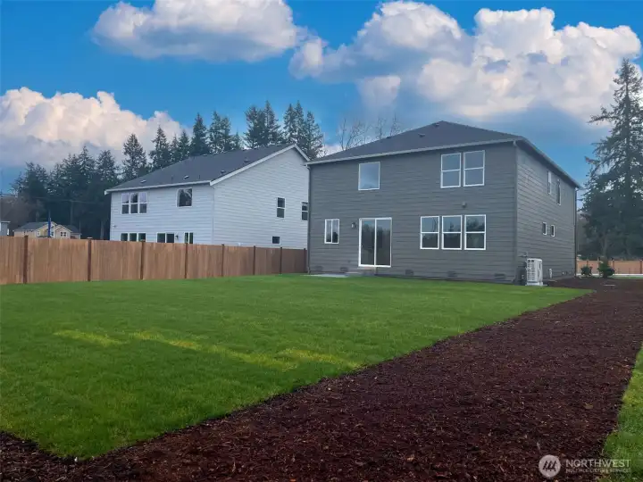 Actual backyard for home under construction and for sale. See site agents for details.