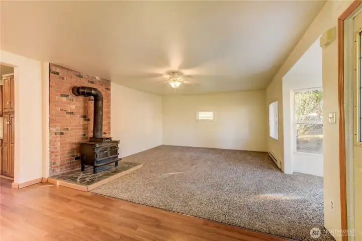 Living Room, wood burning fireplace