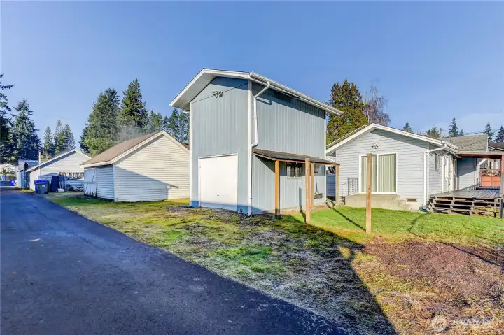 Back of house & garage, paved alley
