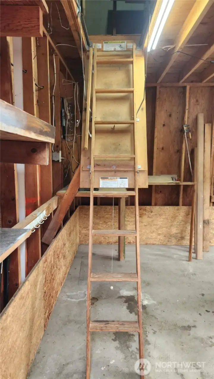 Ladder to garage loft