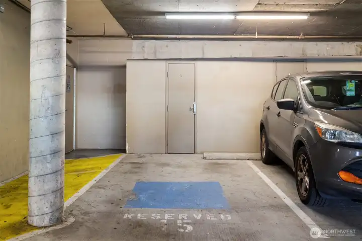 2 secure garage spots for unit and storage unit in front of spot #15
