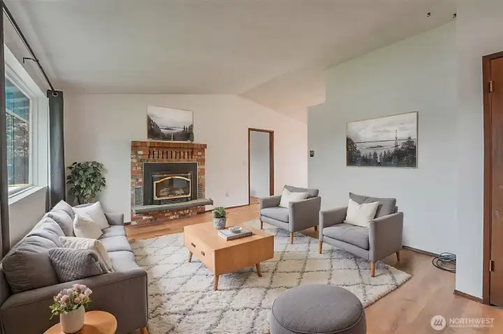 Virtually staged living room.