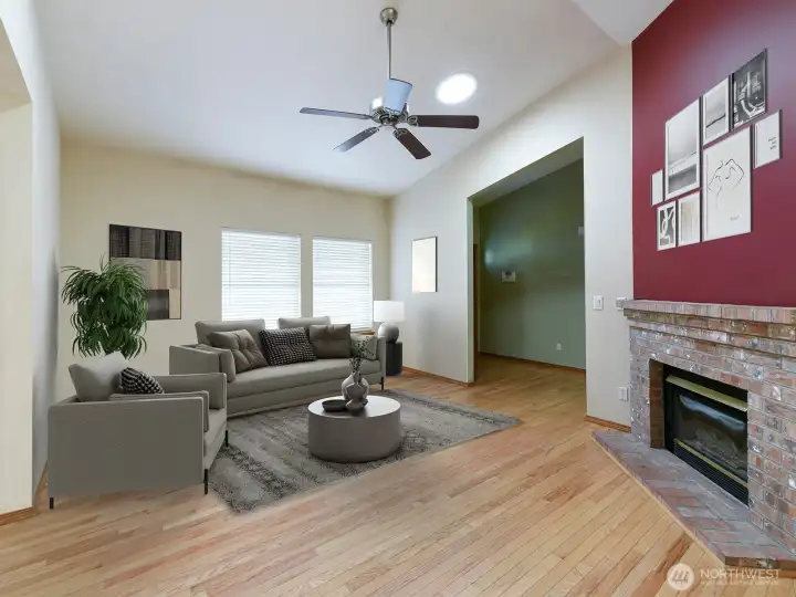 Virtually staged living room.