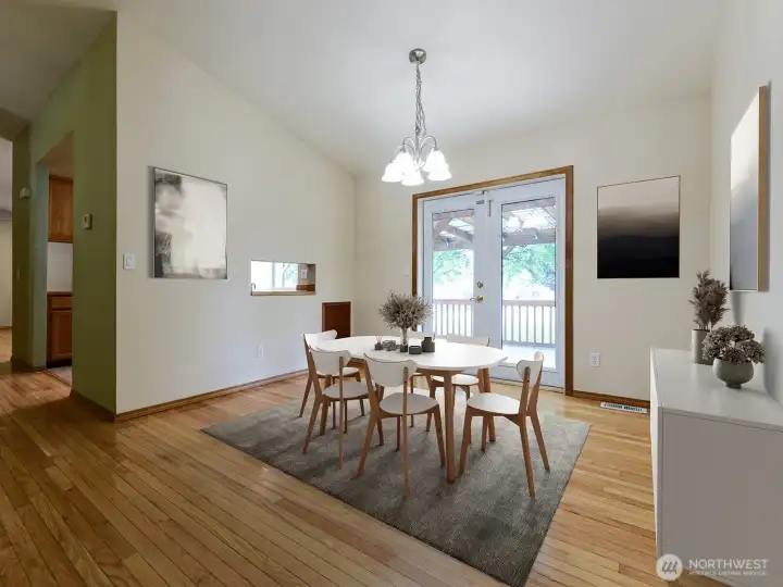 Virtually staged dining room.