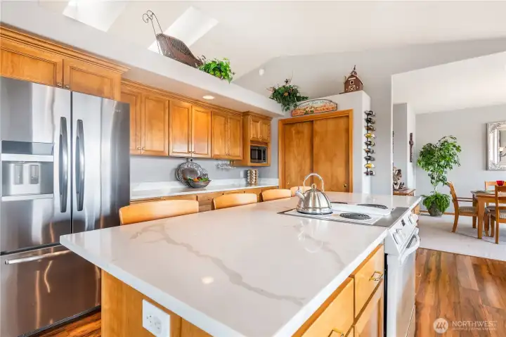 New quartz countertops/backsplash & LV (wood flooring)