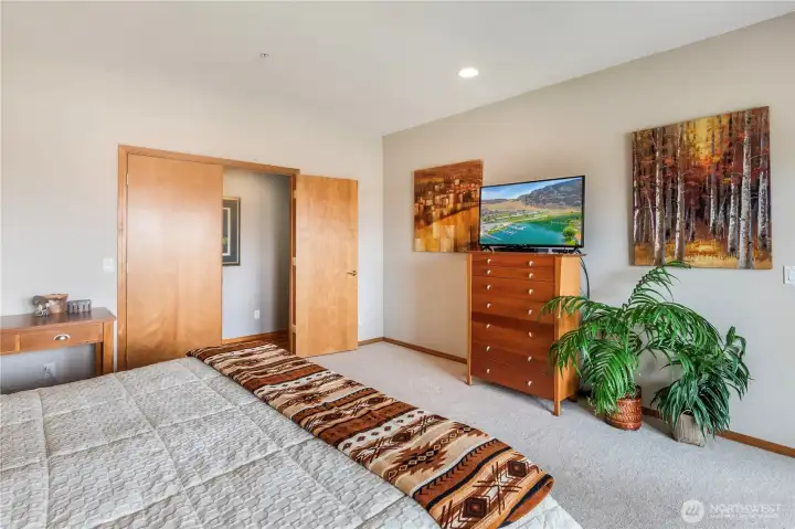 Lower level Primary retreat (king sized) w/French door entry & room for desk and table & chairs for morning coffee.