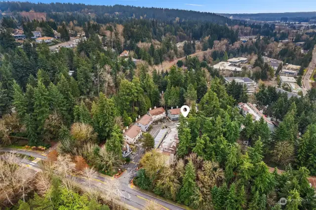 Aerial view of the Yarrowood Condominiums.