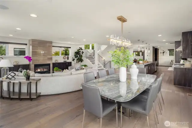 Modern wide plank light oak floors throughout the home.