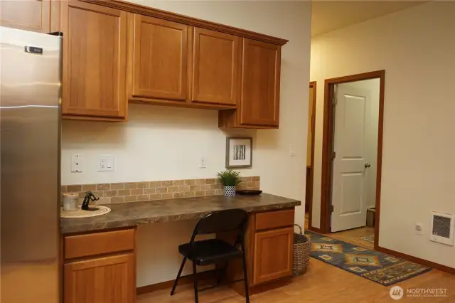 Desk area in the kitchen.