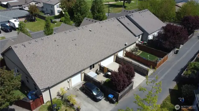 Townhome is the center one in this photo