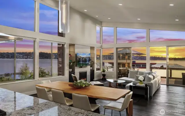 Panoramic lake views.