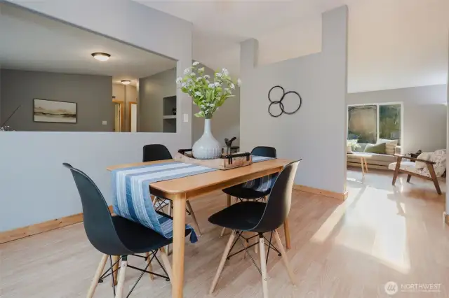 Dining area with open layout for easy entertaining.