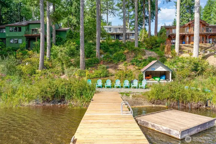 Private dock (secured into lakebed, not floating) + extra floating dock (add a slide!!)
