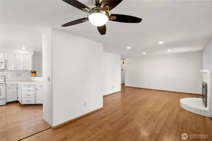 View of the dining room open to the living room.