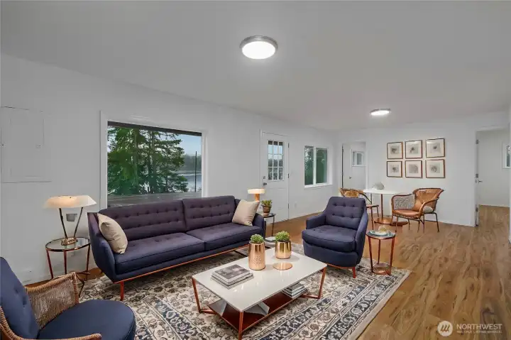 Virtually staged living room