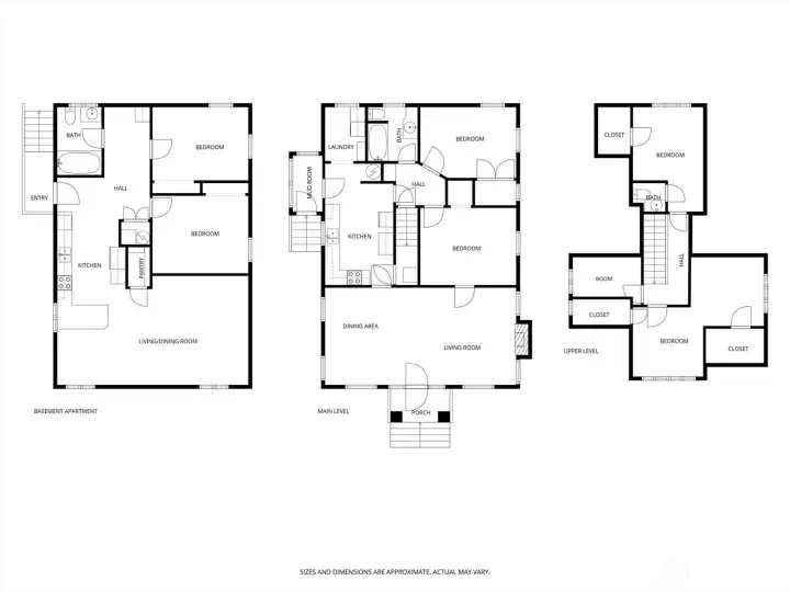 Floor plan of the duplex.  Downstairs is a separate attached apartment.