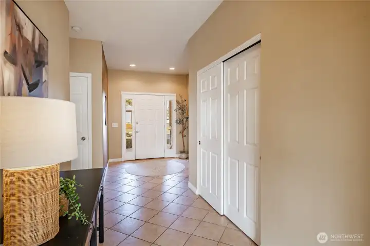 Entry hall with large coat closet