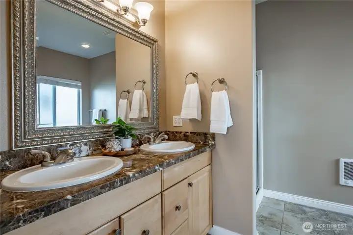 Primary Bathroom - granite double vanity