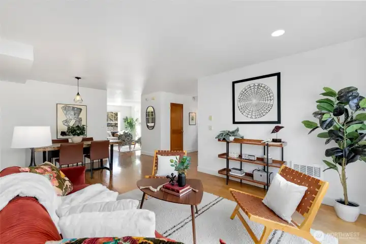 Expansive layout offers wide open living and dining spaces.