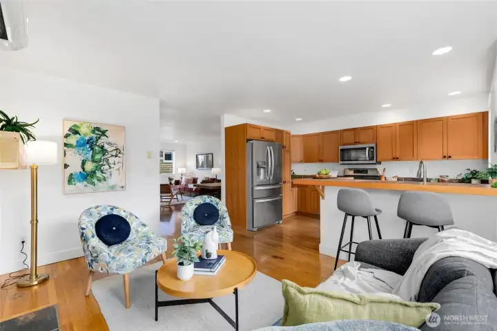 Kitchen opens directly to the family room, creating a connected and functional gathering space.