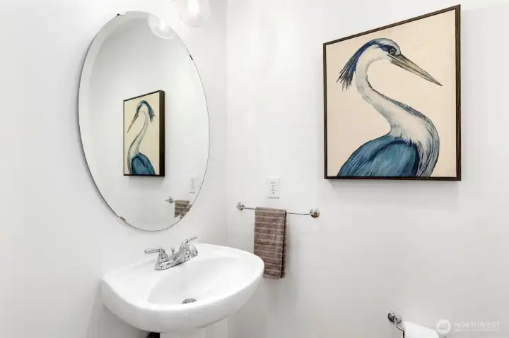 Convenient main-level powder room for guests.