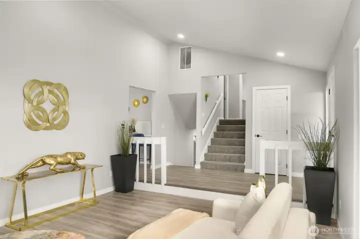 vaulted ceilings in living room