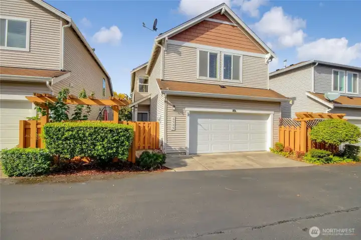 Back view. 2 car garage