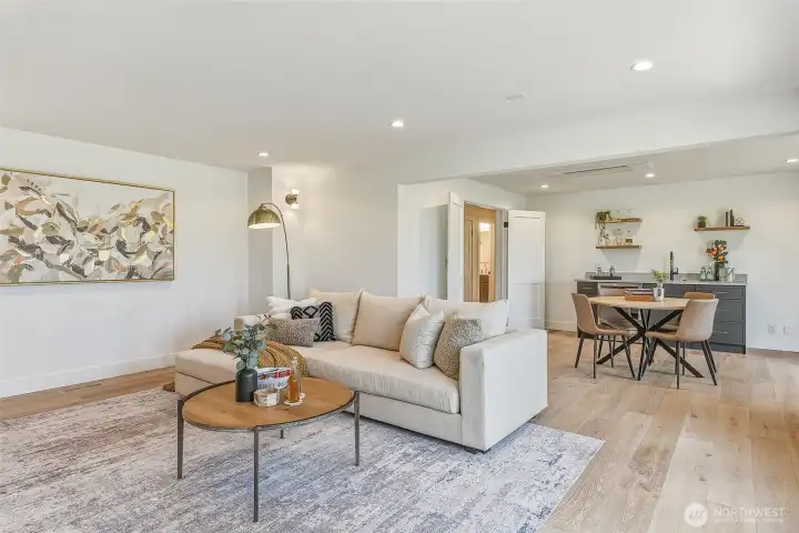 Access to deck and hot tub from theater room