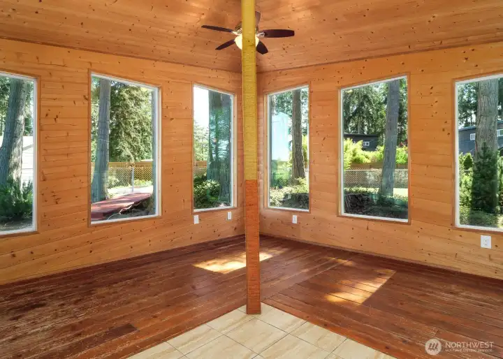 Sunroom from dining room slider