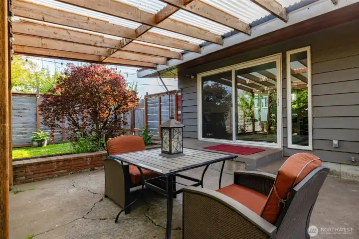 Entertainment patio off living room.