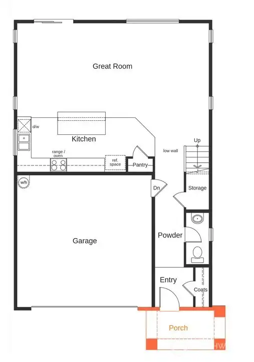 Main Floor Artist Rendering 2070 Plan with Optional Exterior Elevation D. Main Floor Artist Rendering 2070 Plan with Optional Exterior Elevation D.