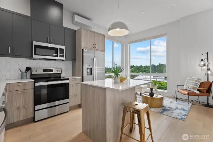 Kitchen cabinets and drawers are all soft close