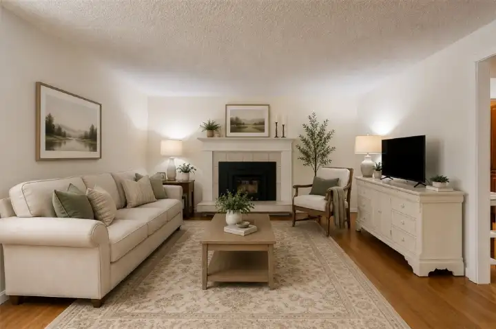 Virtually staged living room. Virtually staged living room.
