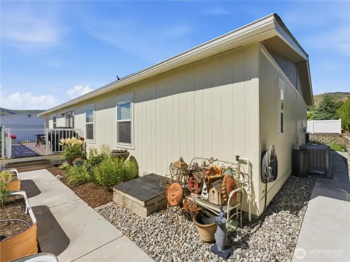 Enjoy homegrown vegetables and flowers in the property's convenient raised garden spaces.