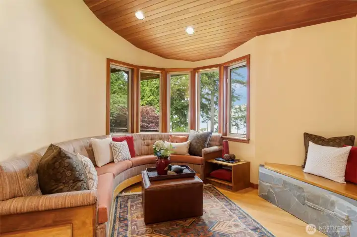 Custom built in seating in the family room Custom built in seating in the family room