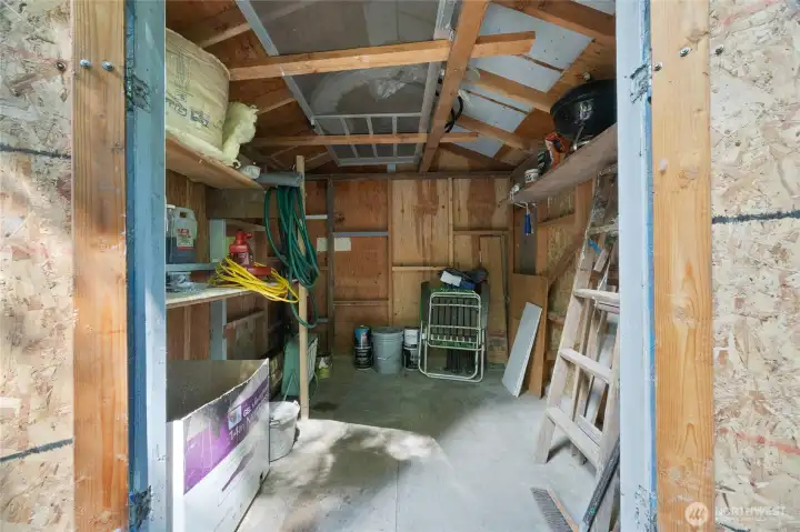 Interior of storage shed Interior of storage shed