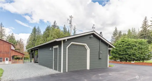 Farm, lawn and tool equipment storage building (45’ x 20+’)– has 3 separate rooms, a carport and a single garage door for added access.