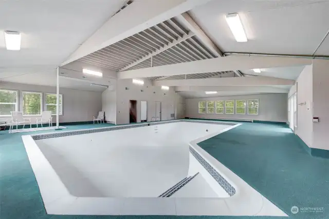 Indoor pool is currently not used due to a leaking pipe  between the pool and pump room. (see/read seller disclosures)