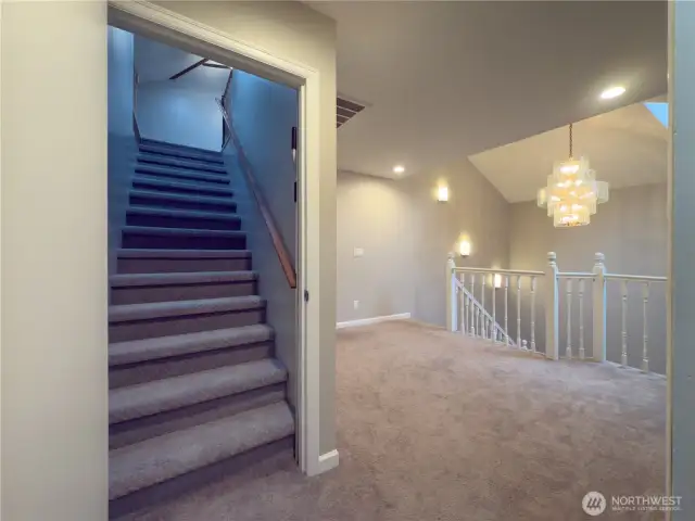 2nd floor landing, stairway leading up to loft: Music studio, gym, office, craft room or play room