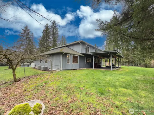 2 Heat pumps for seasonal comfort year round. Fully fenced, very private backyard. Upper deck is sealed so the lower level stays dry for year round use of entertaining, BBQ'ing or relaxing.