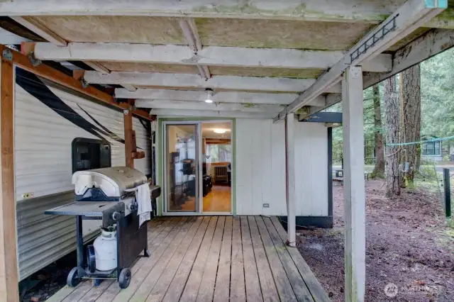 Covered deck and entrance to the add-a-room