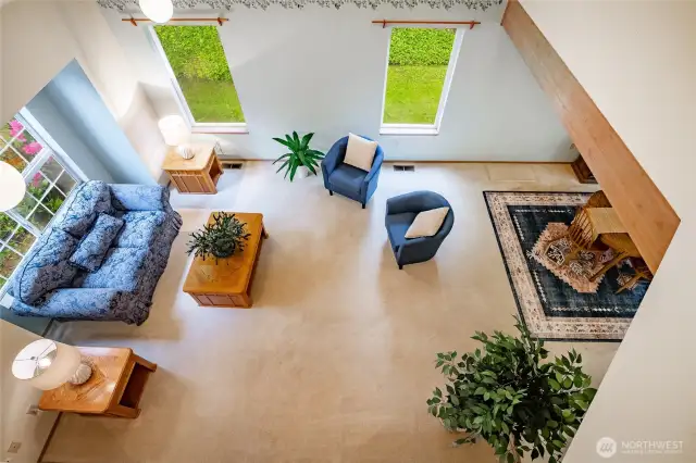 Balcony view of the Living Room from upstairs hall