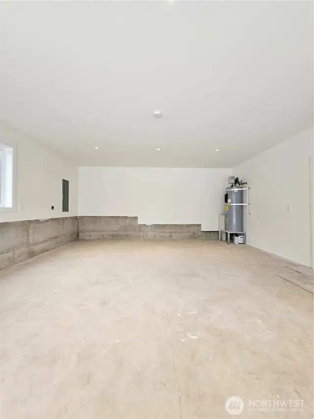 Garage with water heater