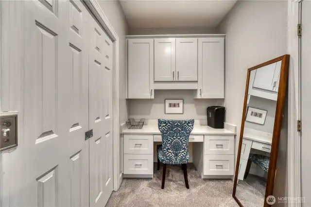 Built in desk area in Main primary ensuite.