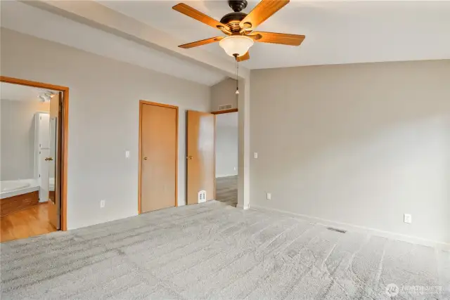 primary bedroom with walk in closet