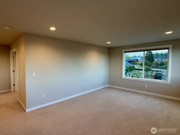 Upstairs rec room with south-facing windows gets plenty of light.
