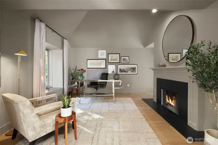 Office On Main; could be bedroom; has fireplace and closet and outdoor entrance