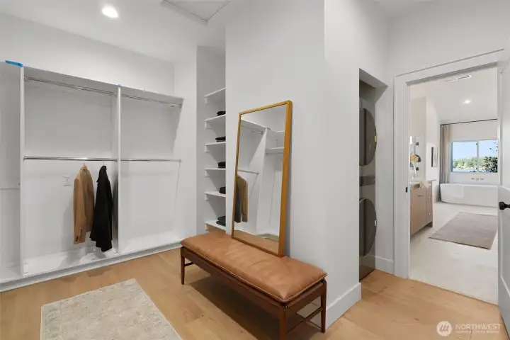 Primary Walk in Closet with Washer and Dryer (2 sets in the house)