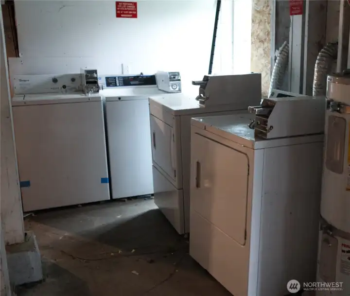 Basement coin-operated laundry