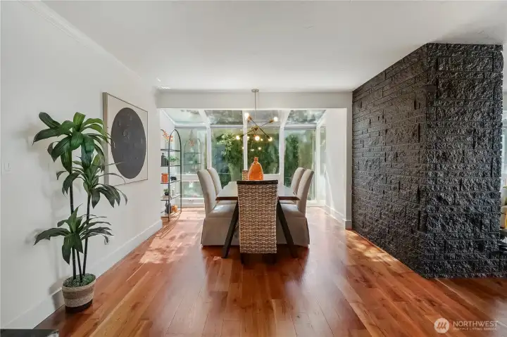 Dining area positioned to take in natural light and scenery